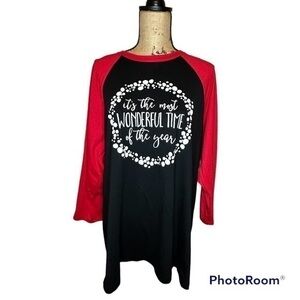 Christmas Top Women Raglan Color Block it’s the most Wonderful Time of the year